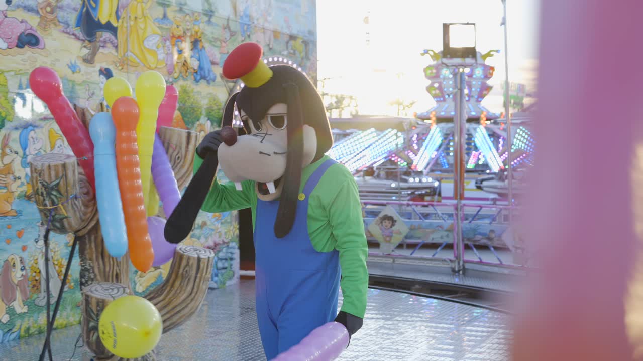 Cartoon Dog Costume at a Fun Fair