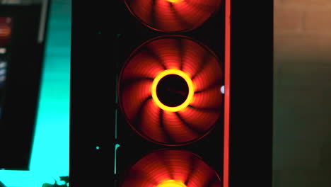 close-up of rgb computer fans