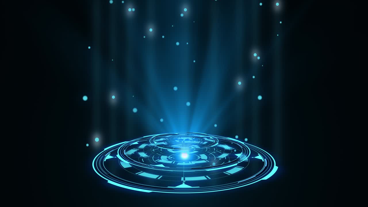 둥근 푸른 홀로그램 hud 디자인 애니메이션, 디지털 기술 개념, 방사선 그래프 시각화, 하이테크 대시보드, 미래 인터페이스, 현대 디스플레이, 가상 데이터