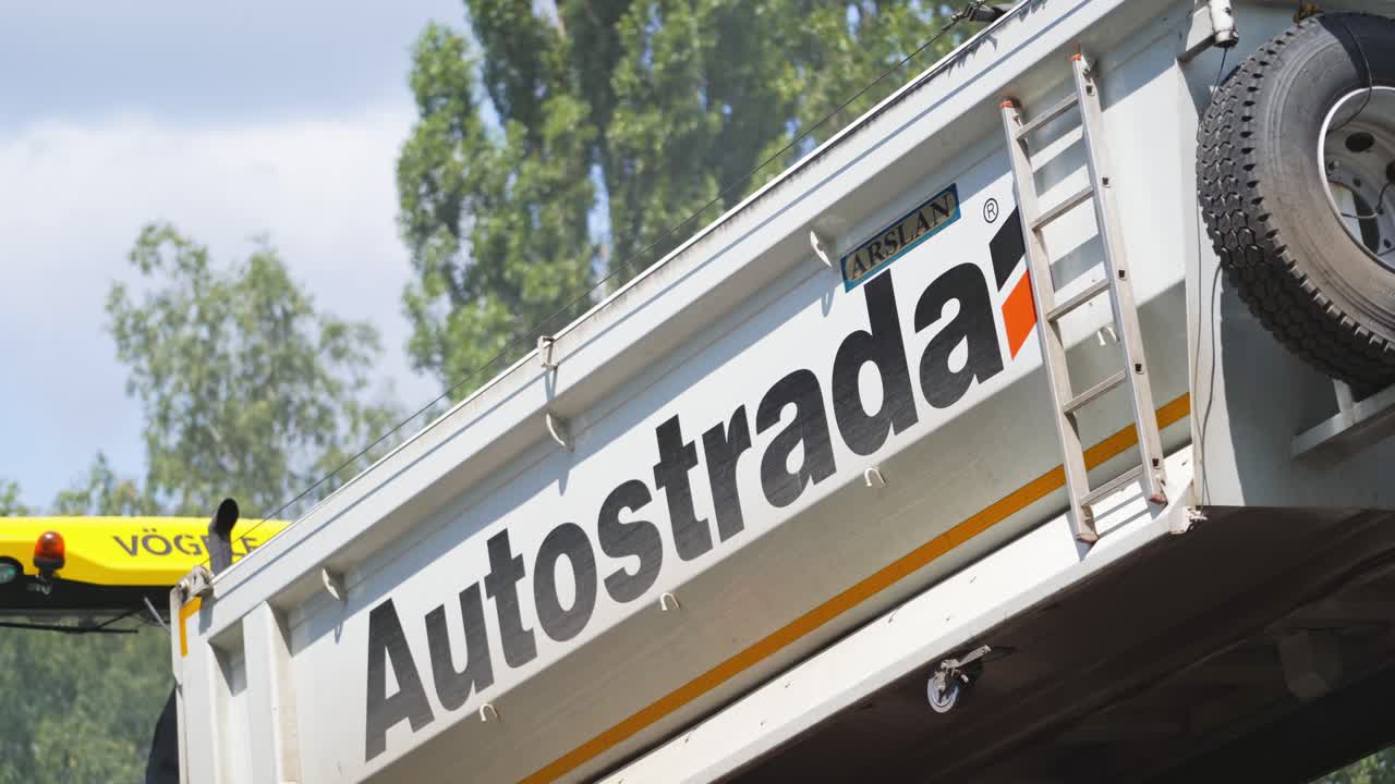 Reconstruction of highway road. Road construction and repairing works