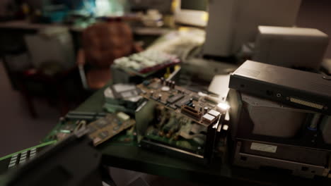 antiguo espacio de trabajo de computadora personal de época