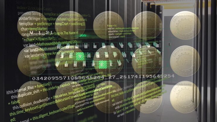 Animation of coins with nft and data processing over servers