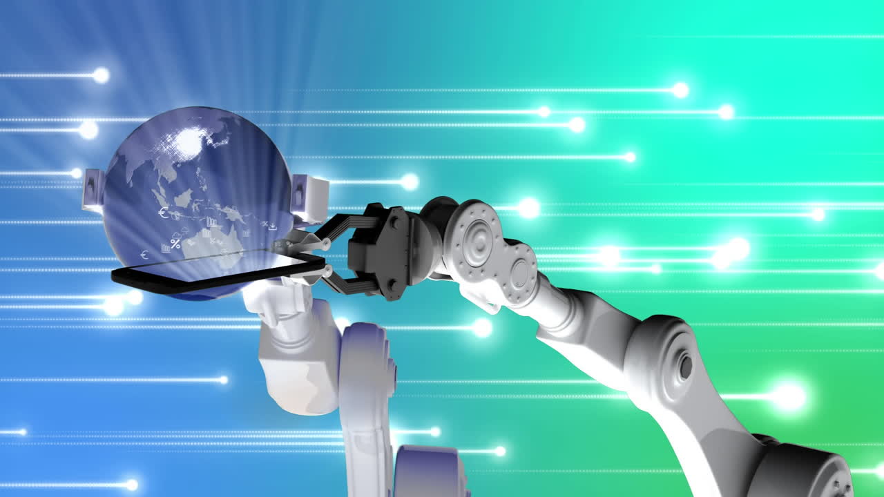 휴대폰 과 지구 를 들고 있는 로 ⁇  팔 들