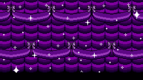 pixel art purple curtains and starry backgrounds