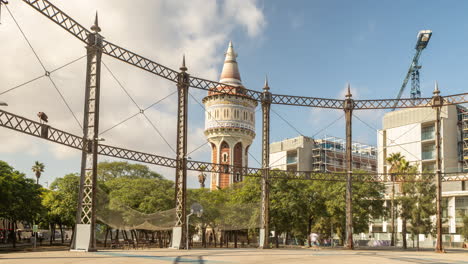 ornate old water tower in barcelona