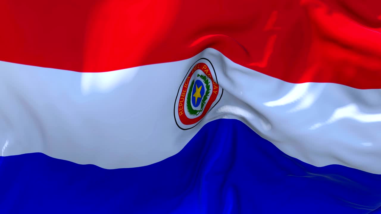 파라과이 발은 바람의 느린 동작 애니메이션에서 4k 현실적인 직물 텍스처 발을 부드럽게 불어 바람이 부는 날 연속적인 원활한 루프 배경.