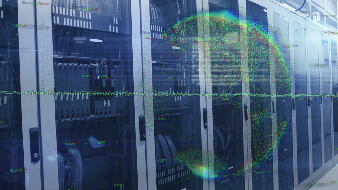 Processing data, animation over servers in data center