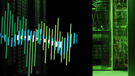 animación del procesamiento de datos financieros a través de servidores informáticos