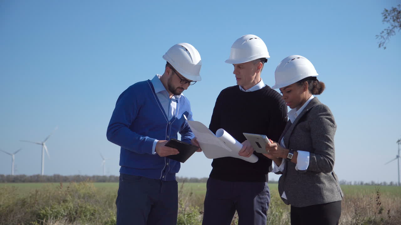 Wind Farm Engineers Discussing Project Plans