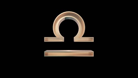 golden libra (scales) astrological zodiac sign. alpha channel, loop, 4k