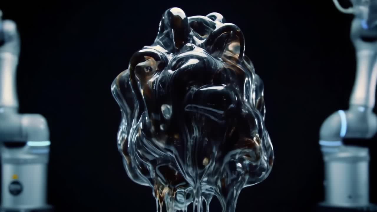 Fluid Dynamics in Robotics: Captivating Visuals of Liquid Manipulation by Advanced Robotic Arms Creating Intriguing Forms and Textures