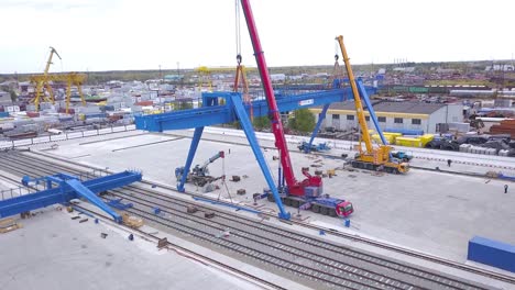 industrial crane operations at a rail facility