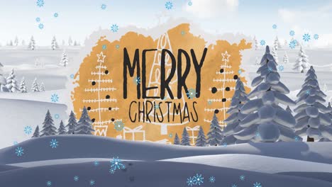 Animations-of-merry-christmas-text-over-winter-forest