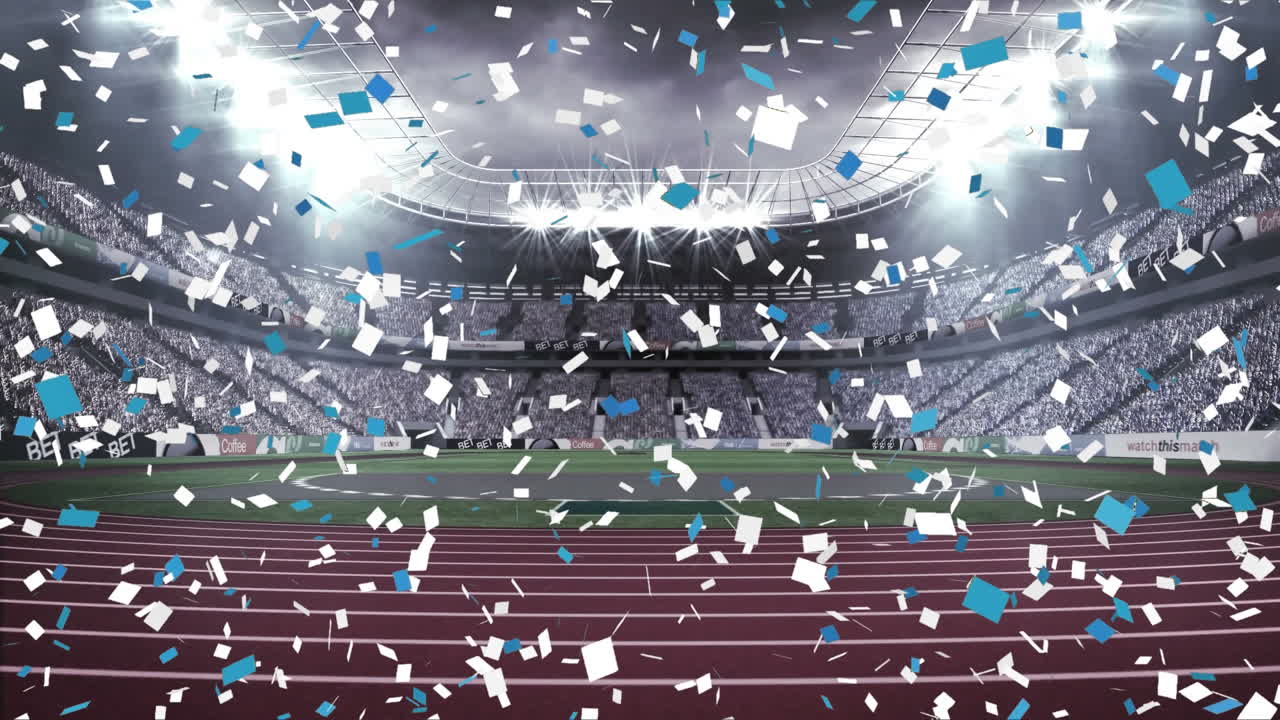 스타디움 에 떨어지는 콘페티