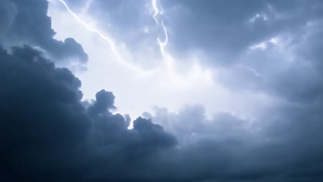 lightning strikes through dramatic storm clouds