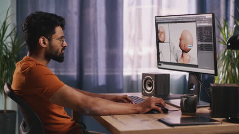 man working on 3d modeling software