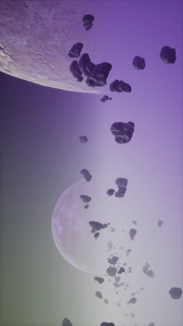 espacio con planetas y asteroides