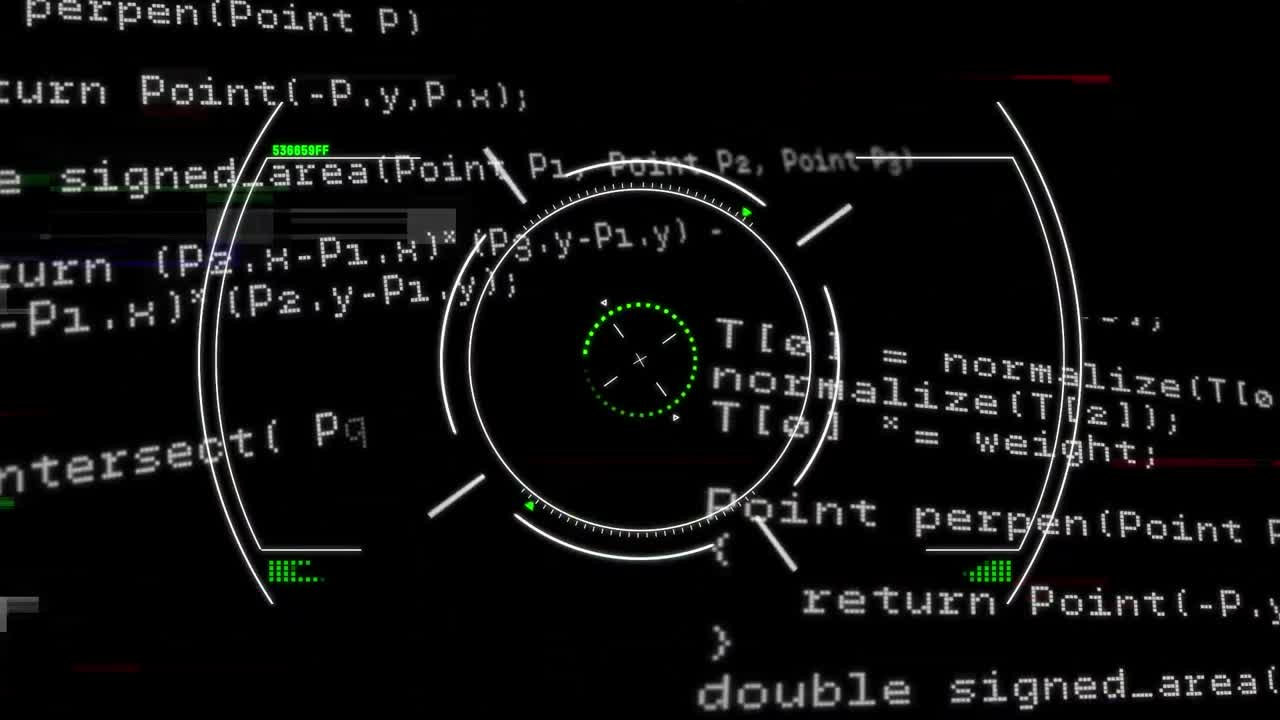 검은 바탕에 대한 뷰파인더의 애니메이션과 데이터 처리