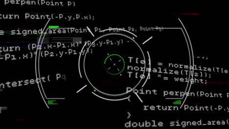 animation of viewfinder and data processing on black background