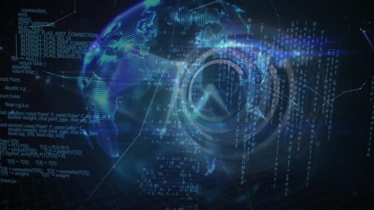 animación de reloj en movimiento y procesamiento de datos diversos