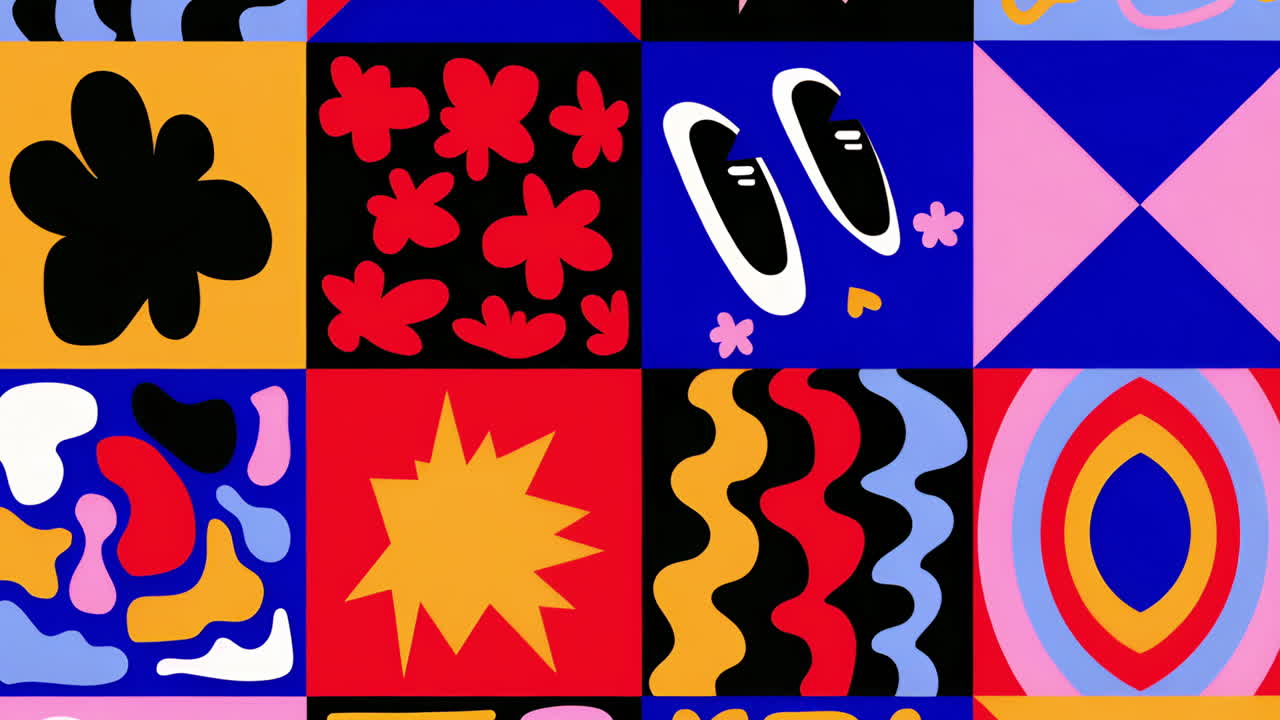 Vibrant Abstract Pop Art Pattern Grid