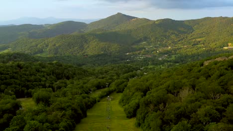 Ski-Slopes-in-the-Appalachian-Mountains-in-the-Summertime,-Aerial