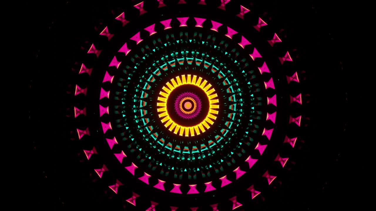 animazione di cerchi astratti volanti di colori vivaci, loop, vj