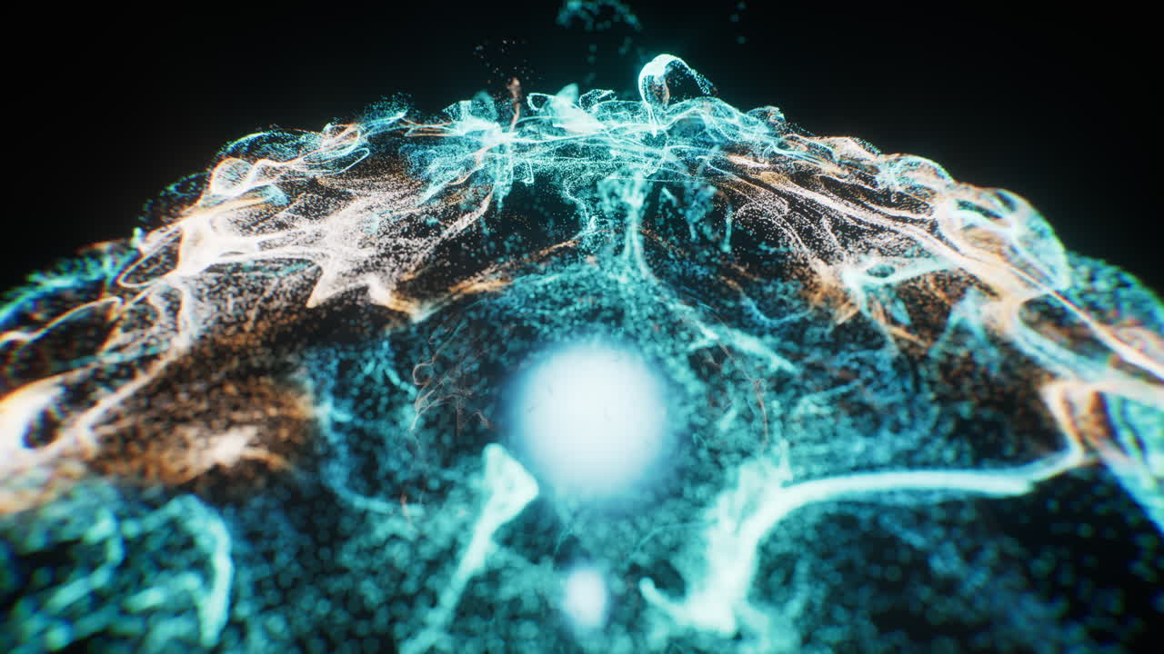 fondo de partículas de onda de flujo abstracto, renderización en 3d.