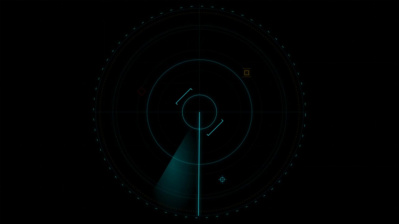 Digital Radar Screen Interface with Rotating Scanning Beam