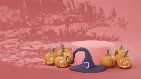 halloween background with podium, copy space template for mockups, 3d rendering