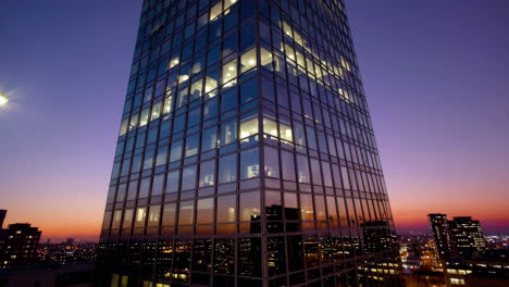 modern skyscraper at sunset