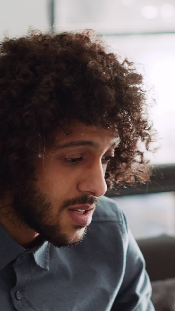Vertical Video Businessman connects on online videocall