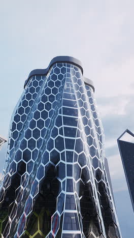 modern skyscraper with hexagonal facade