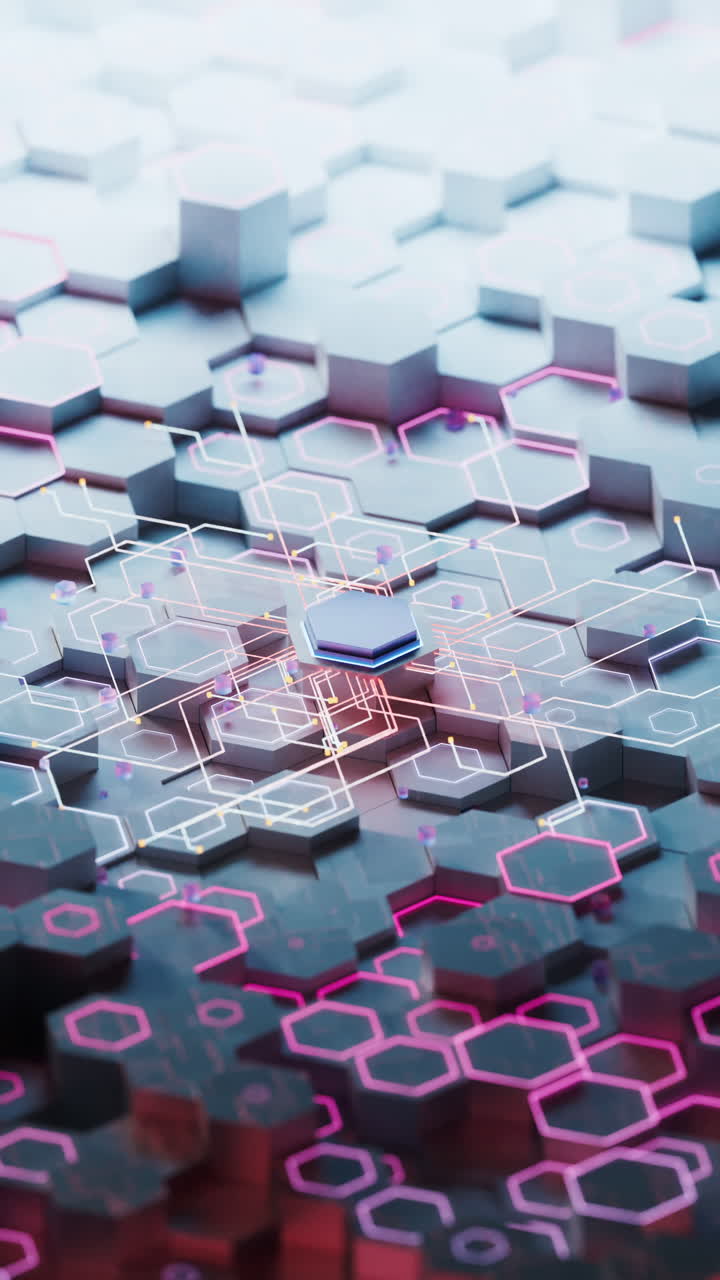 materiales científicos y tecnológicos hexagonales, renderización en 3d.