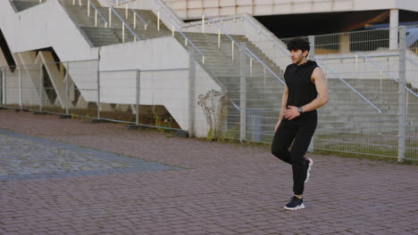 man doing lunges outdoors