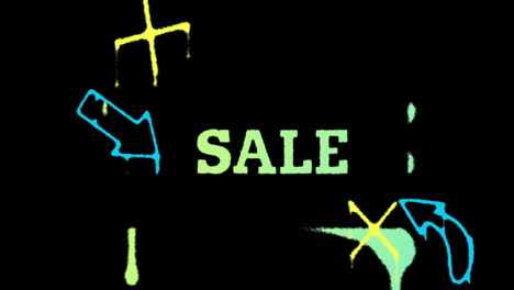 word sale drawing with green paint
