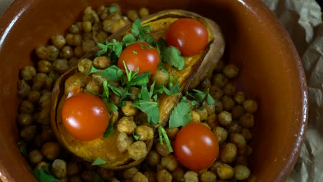 baked sweat potato with chickpeas