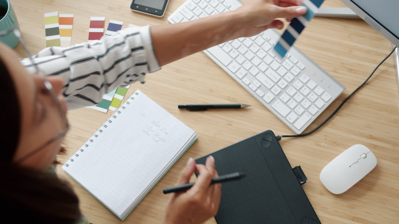 Designer working at her workstation