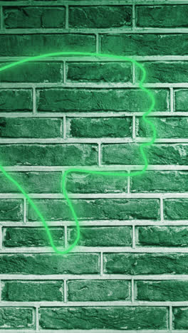 Animation-of-glowing-neon-thumb-down-icon-on-brick-wall