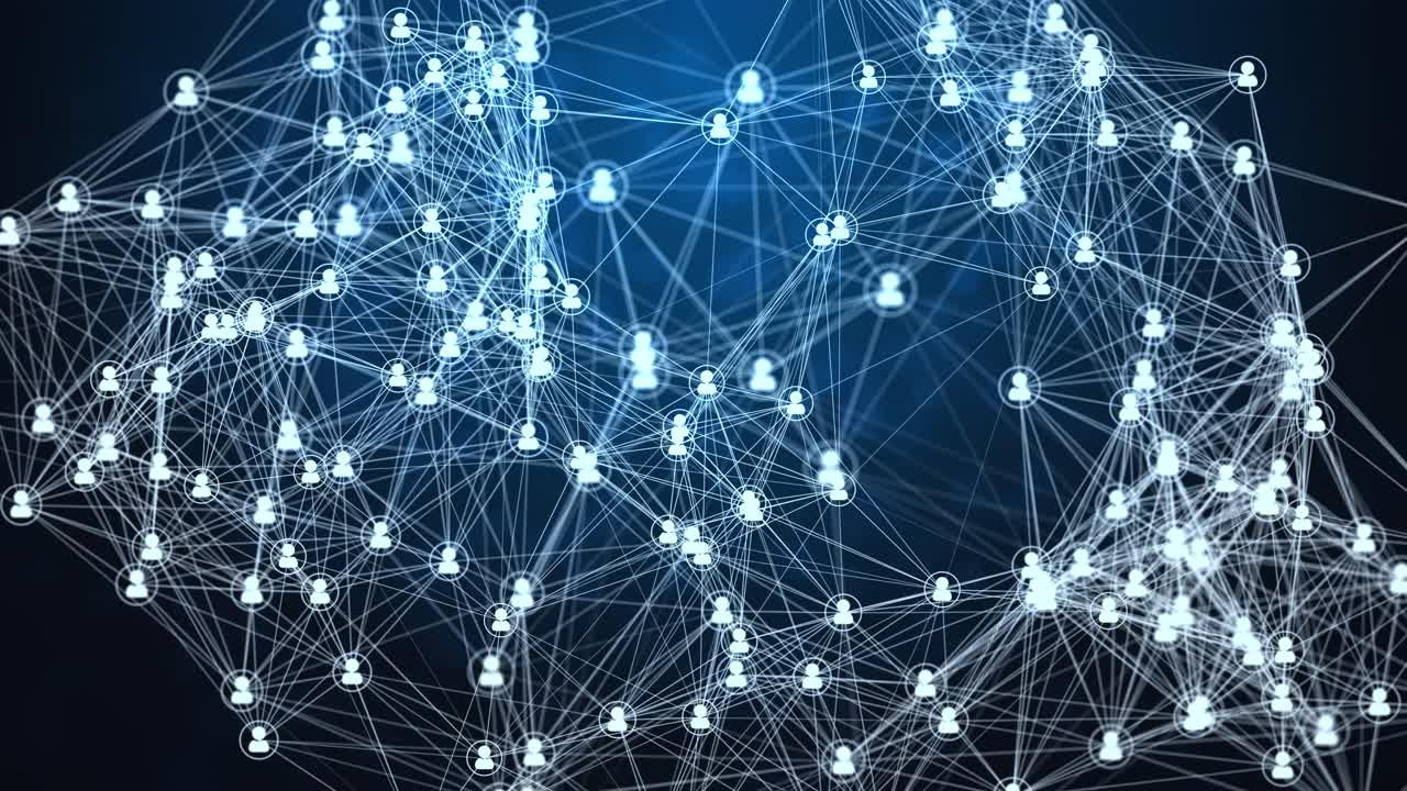 Abstract digital connection moving dots and lines technology loop background dots and lines big data