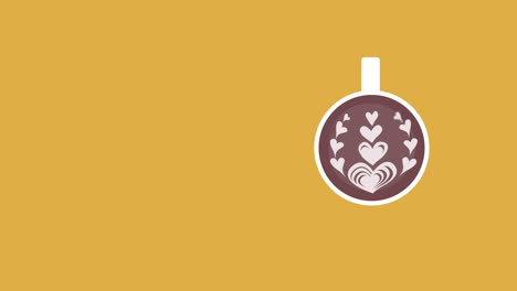4k video de dibujos animados vista superior de la taza de café.