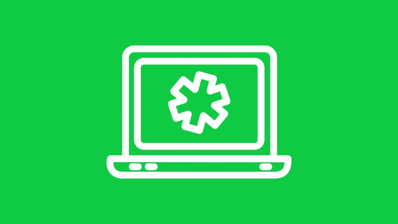 Animated Laptop Icon with Medical Star of Life Symbol