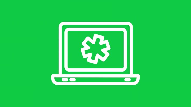 Animated Laptop Icon with Medical Star of Life Symbol