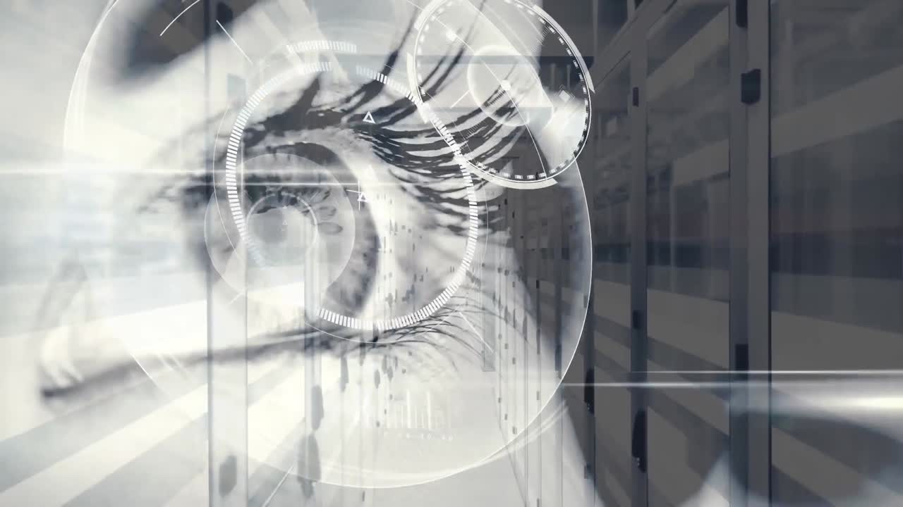 Animation of digital human eye in a server room