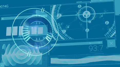 animation of scope scanning and data processing over empty office