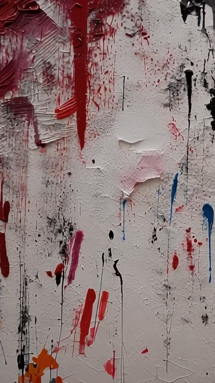 Opera d'Arte Astratta Caratterizzata da Colori Audaci Rosso, Nero e Blu con Pennellate Dinamiche e Texture, Illuminata Sotto Luci da Galleria in un Contesto Contemporaneo