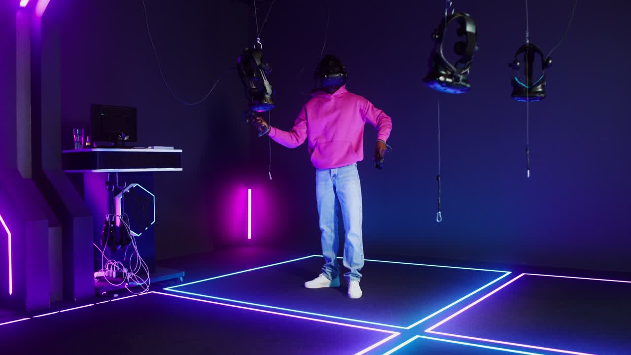 Man immersed in a virtual reality gaming experience