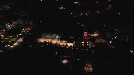 aerial of palas mixed-use development at night from a distance