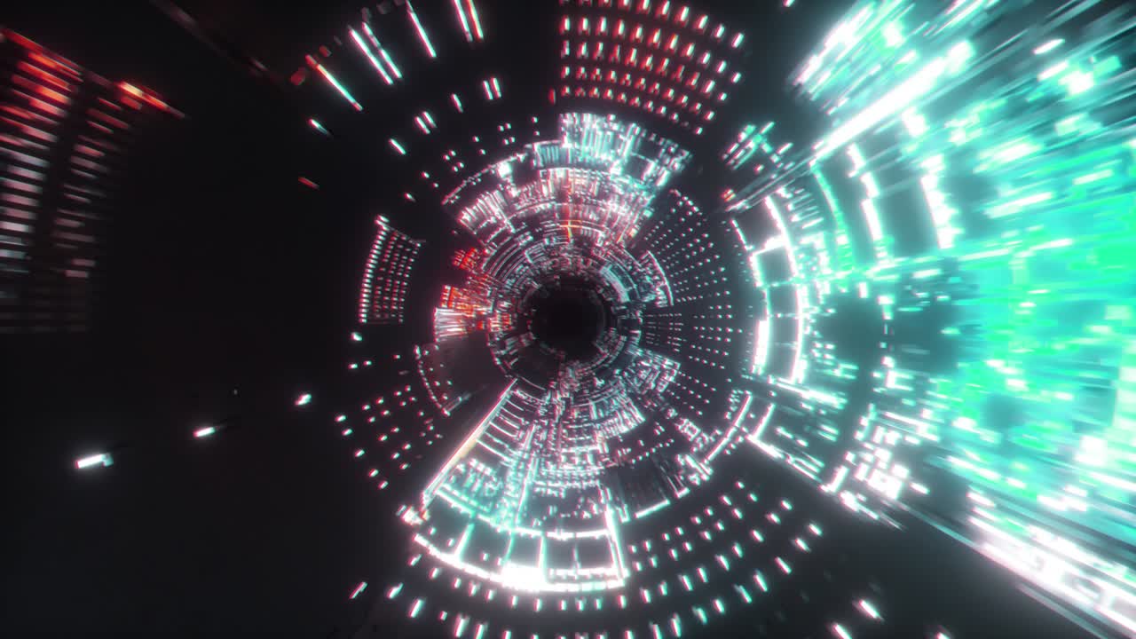 Flying into spaceship tunnel, sci-fi spaceship corridor. Futuristic technology abstract seamless VJ for tech titles and background. Motion graphic for internet, speed. Seamless loop 3D render