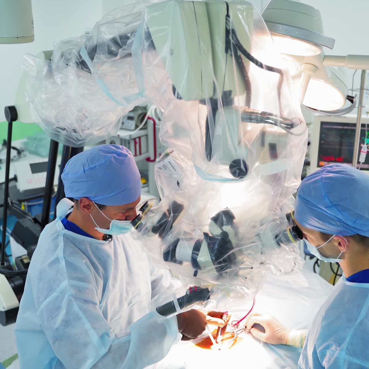 Team of surgeons performing operation